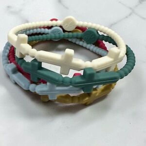 Colorful Cross Stretch Bracelet Set | Faith Stackable Rubber Bracelets
